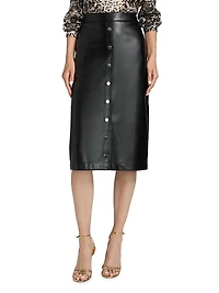 Emberly Faux-Leather Midi-Skirt