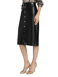Emberly Faux-Leather Midi-Skirt