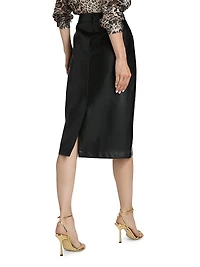 Emberly Faux-Leather Midi-Skirt