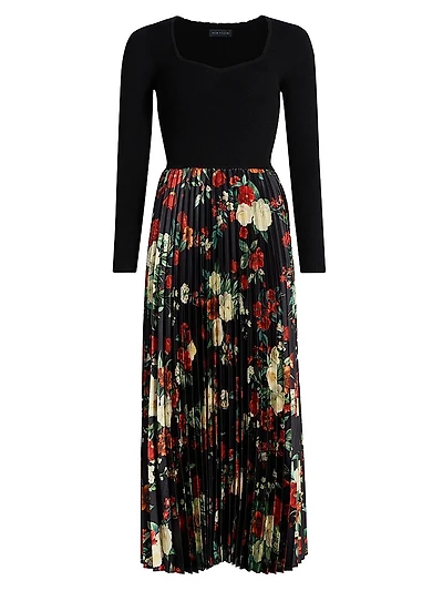 Mave Mixed-Media Midi-Dress