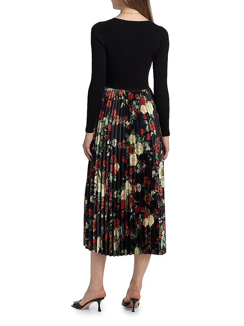 Mave Mixed-Media Midi-Dress