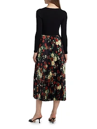 Mave Mixed-Media Midi-Dress