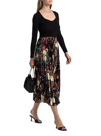 Mave Mixed-Media Midi-Dress