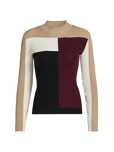 Odelia Colorblocked Ribbed Top