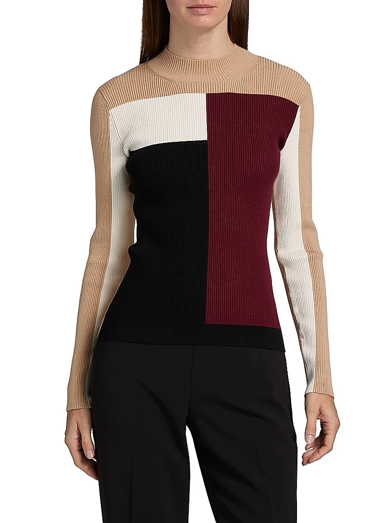 Odelia Colorblocked Ribbed Top