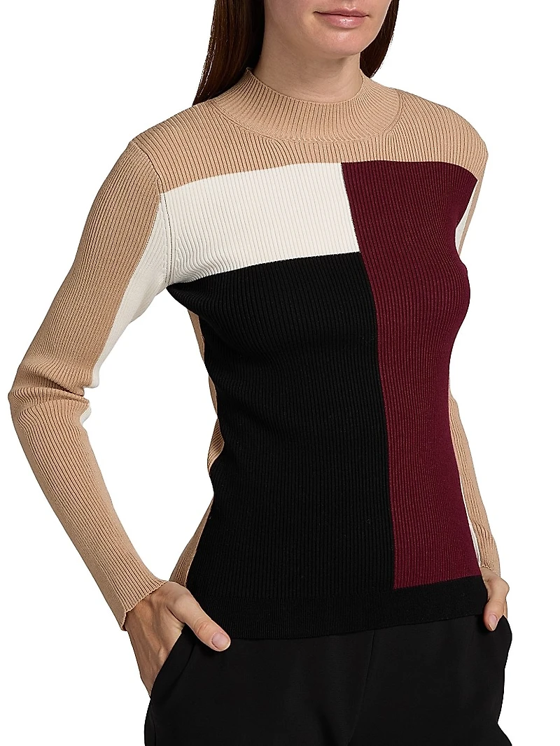 Odelia Colorblocked Ribbed Top