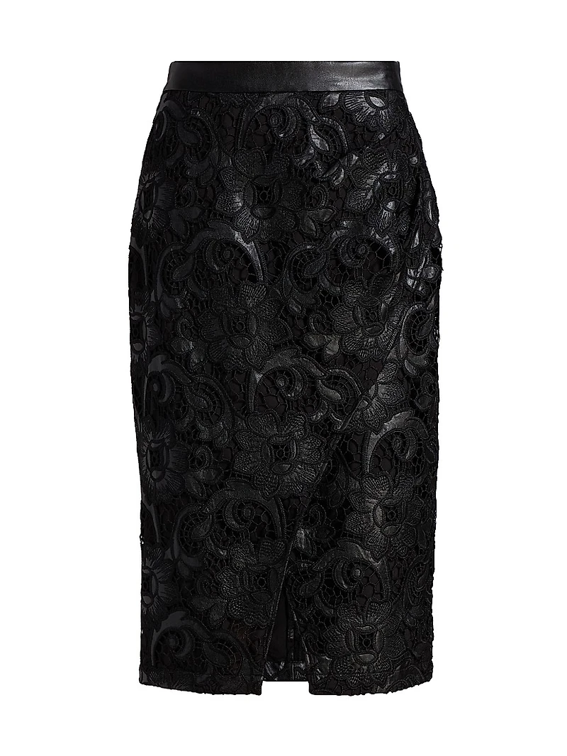 Vivienne Wrap-Front Lace Midi-Skirt