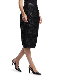 Vivienne Wrap-Front Lace Midi-Skirt