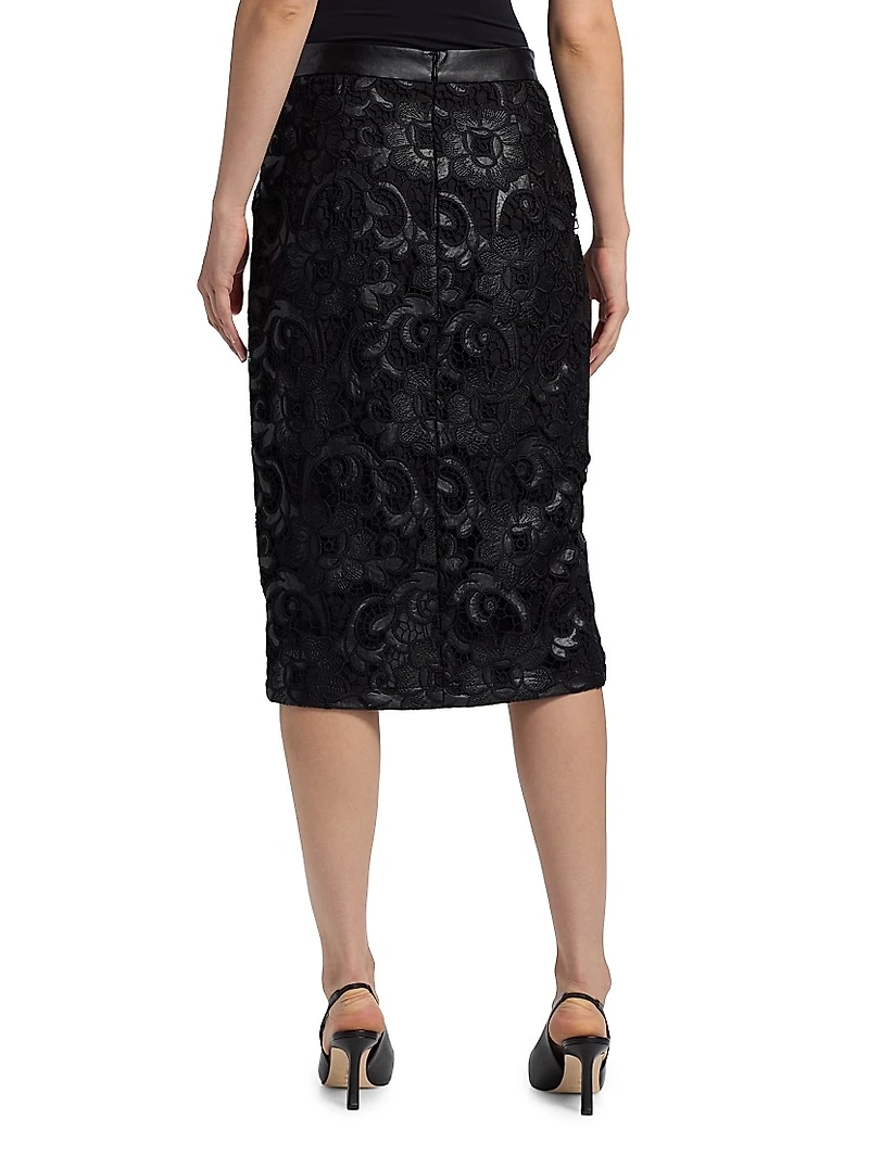 Vivienne Wrap-Front Lace Midi-Skirt