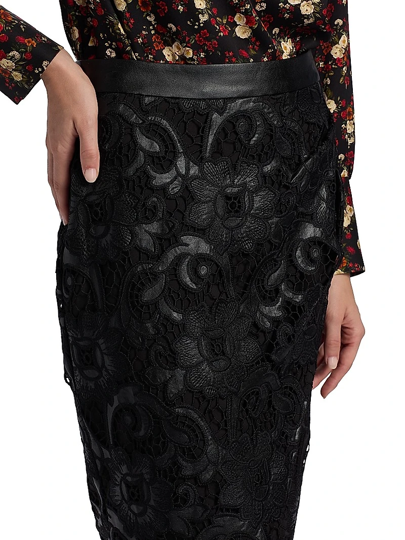 Vivienne Wrap-Front Lace Midi-Skirt