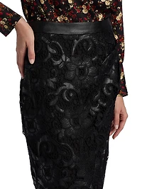 Vivienne Wrap-Front Lace Midi-Skirt