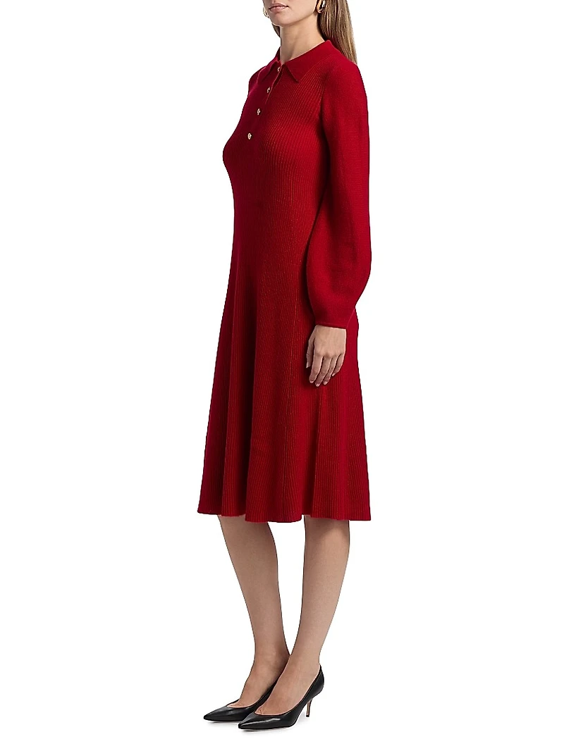 Shawna Ribbed Cashmere Midi-Dress