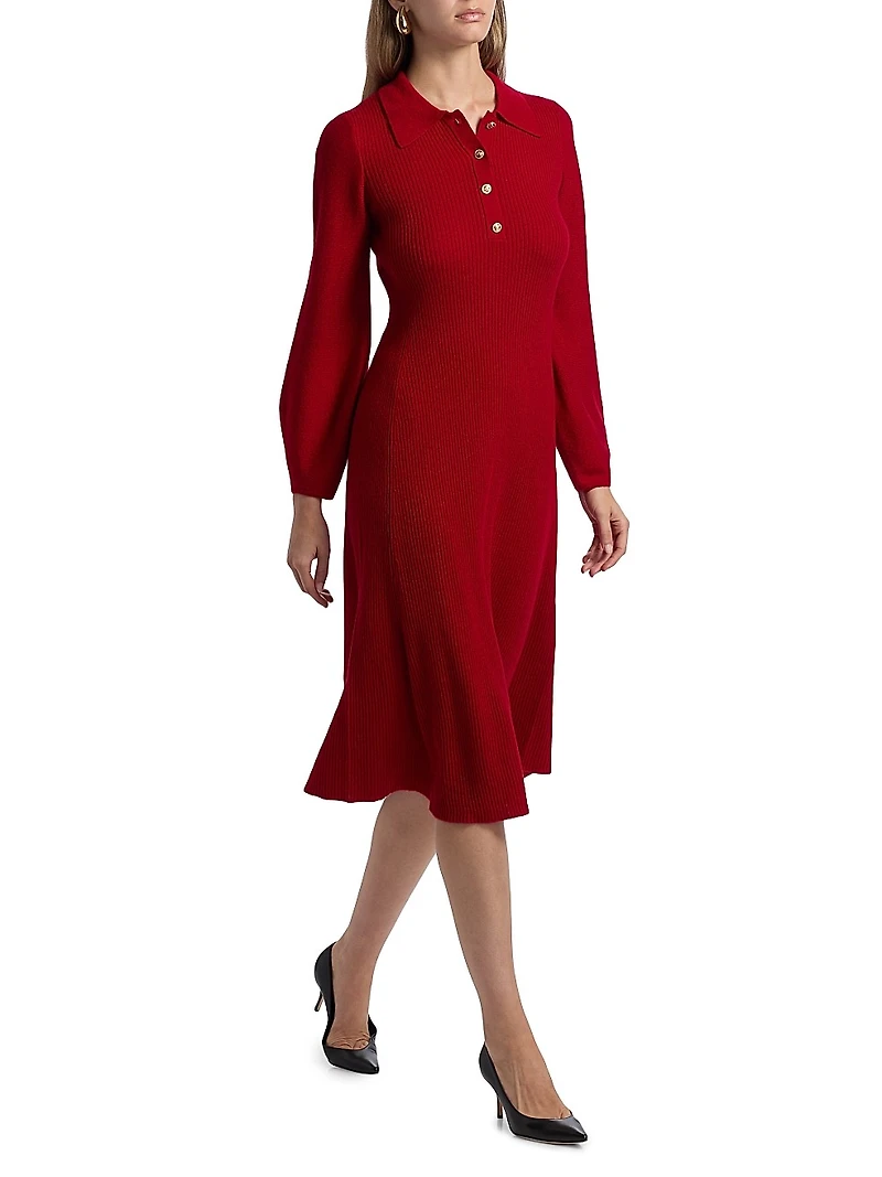 Shawna Ribbed Cashmere Midi-Dress
