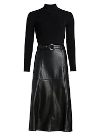 Miranda Mixed-Media Midi-Dress