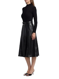 Miranda Mixed-Media Midi-Dress