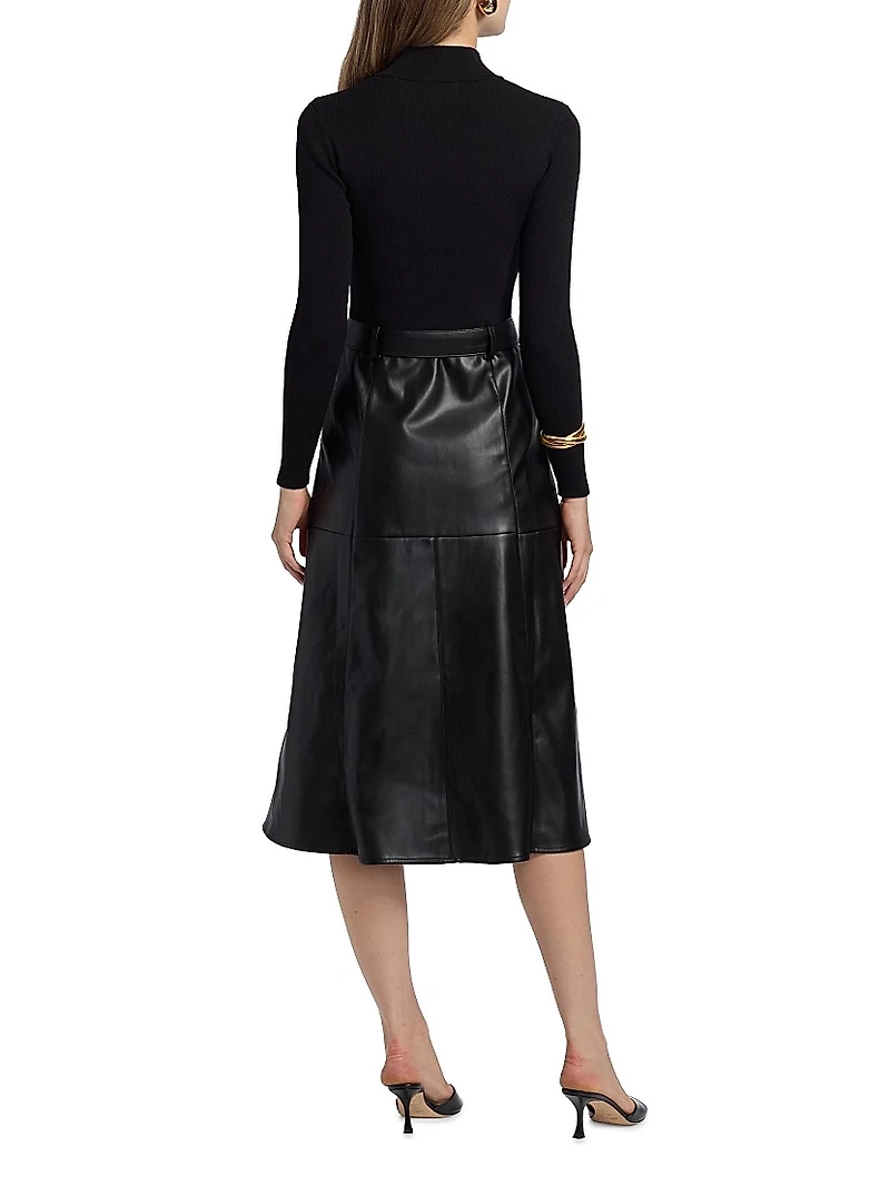 Miranda Mixed-Media Midi-Dress