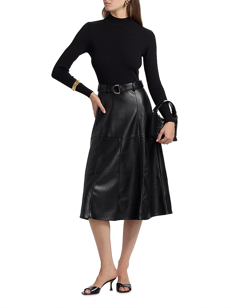 Miranda Mixed-Media Midi-Dress