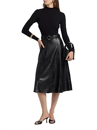 Miranda Mixed-Media Midi-Dress