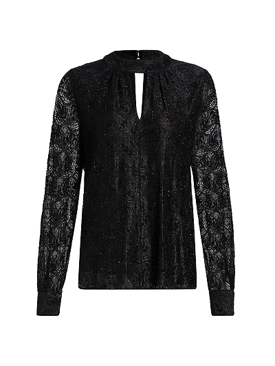 Azure Embellished Lace Blouse