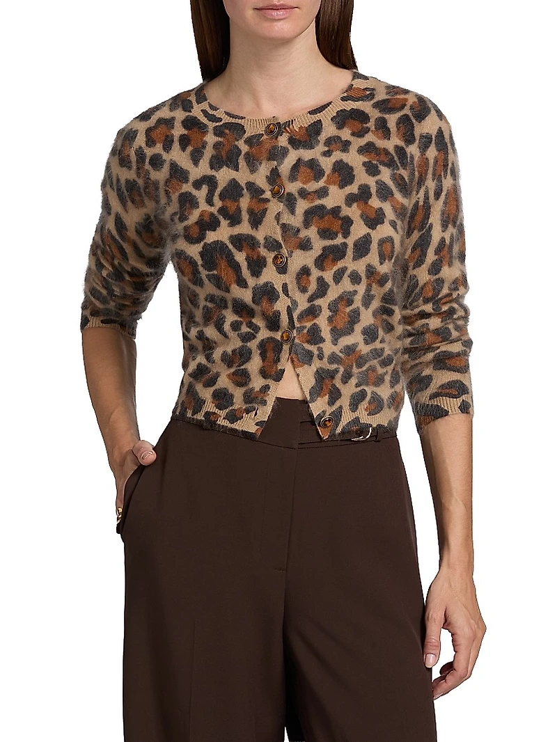 Jillian Leopard Cashmere Cardigan