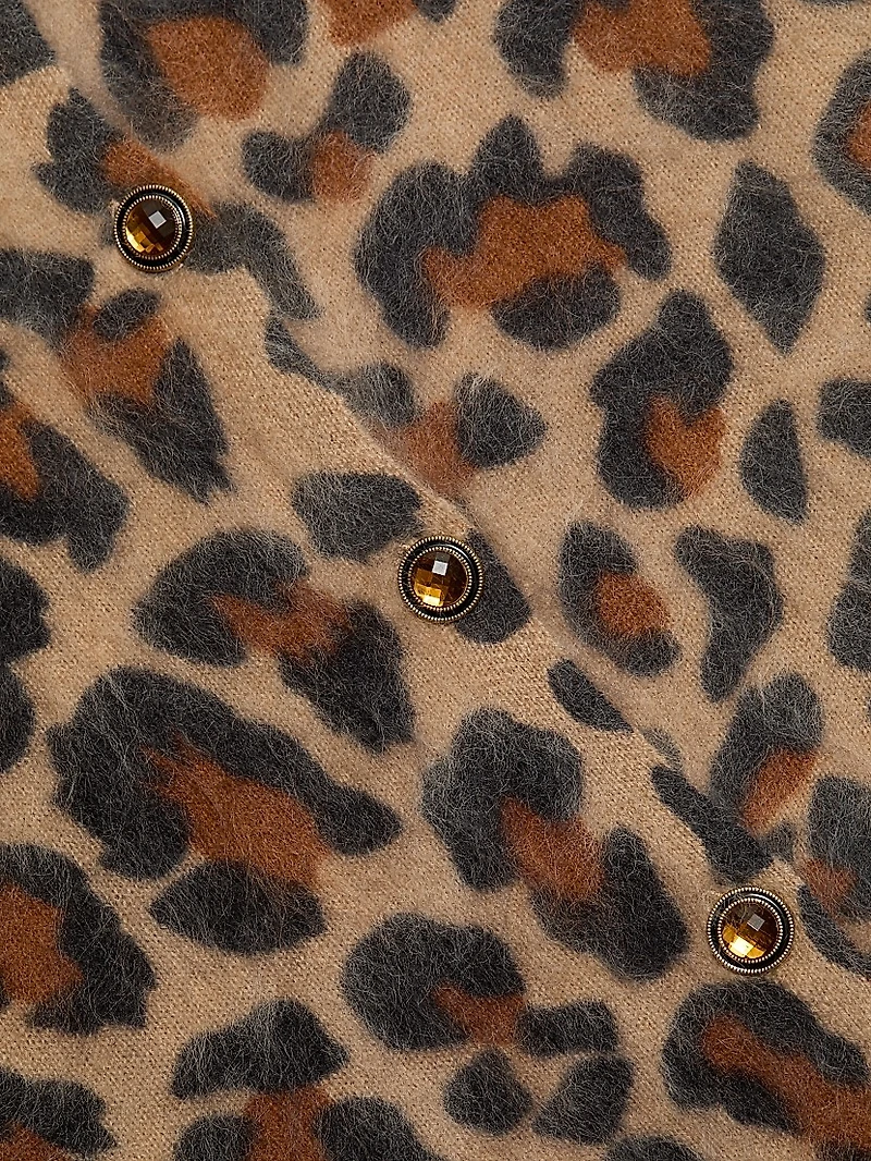 Jillian Leopard Cashmere Cardigan