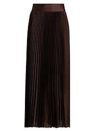 Ayla Pleated Satin Midi-Skirt