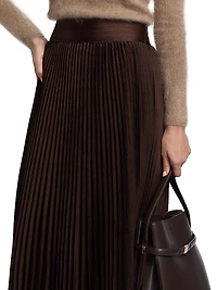 Ayla Pleated Satin Midi-Skirt