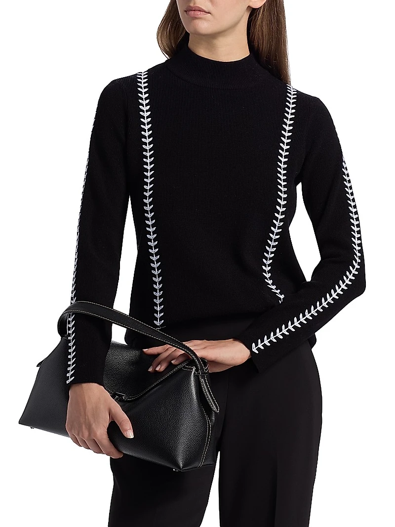 Goldie Whipstitch Mock Turtleneck Sweater