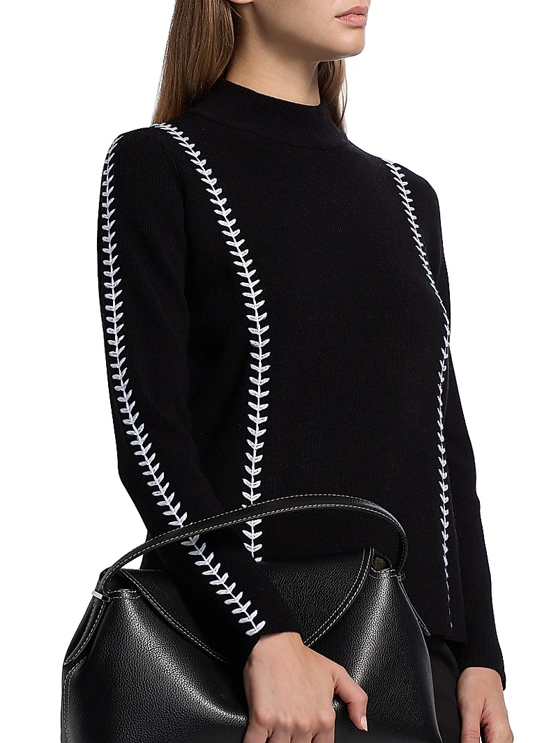 Goldie Whipstitch Mock Turtleneck Sweater