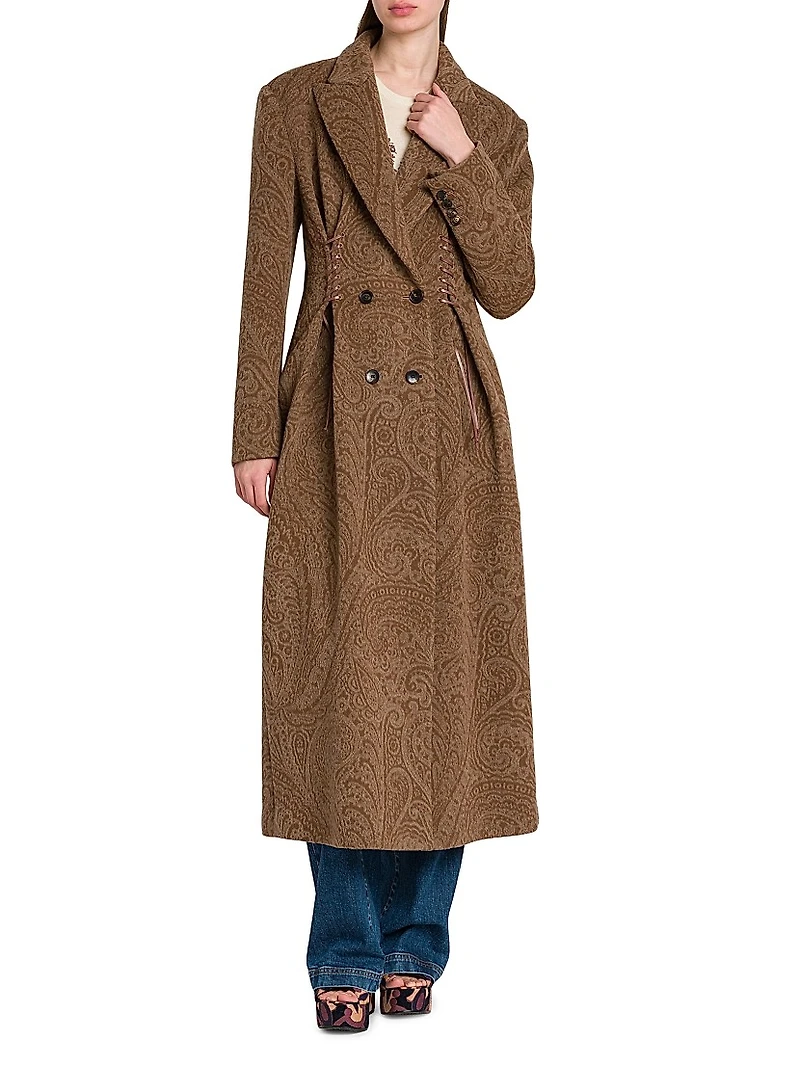 Lace Laced Double-Breasted Trench