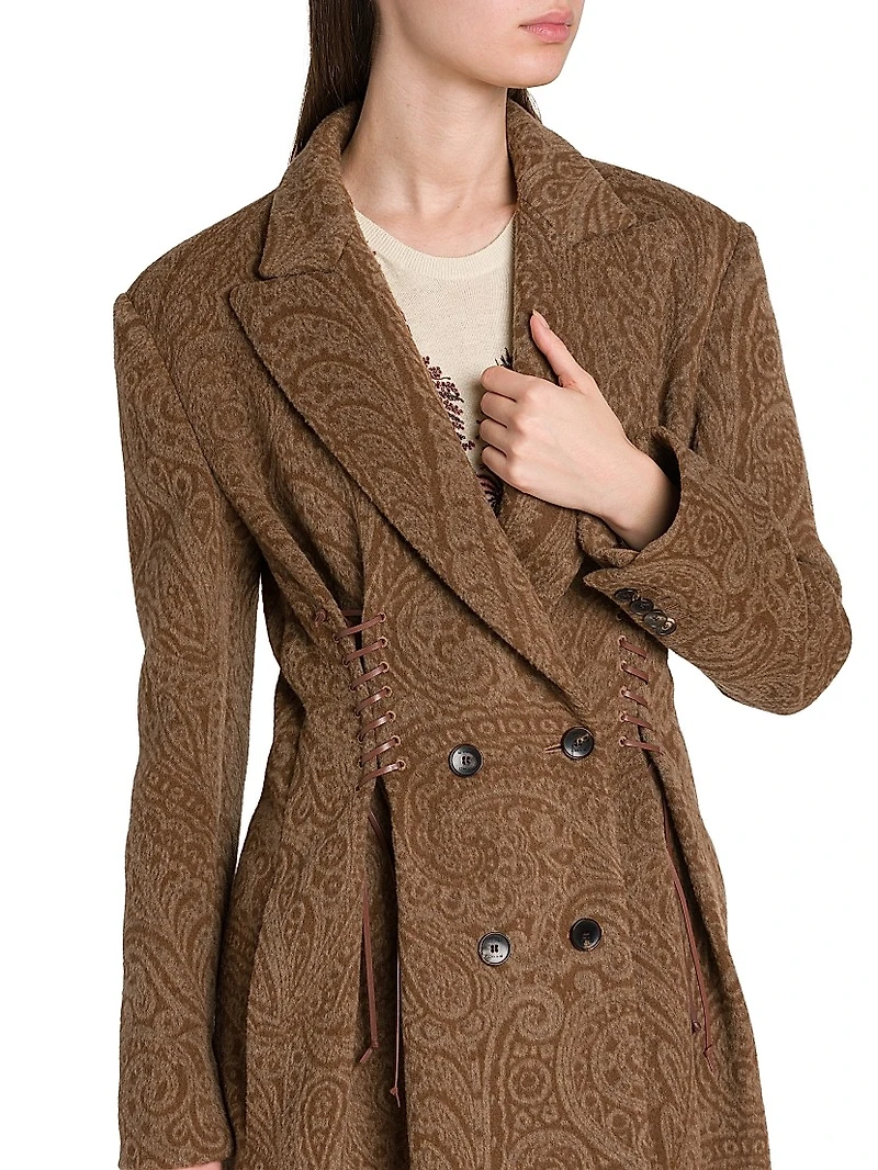 Lace Laced Double-Breasted Trench