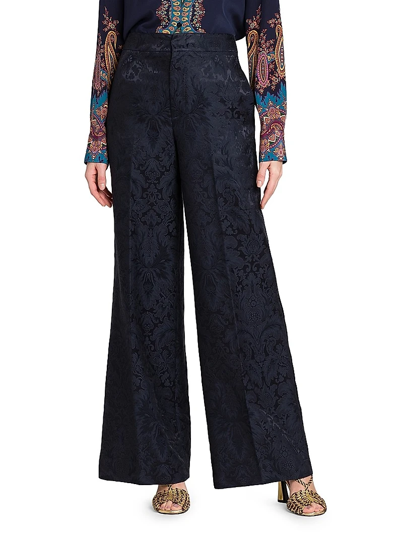 Jacquard Relaxed Wide-Leg Pants