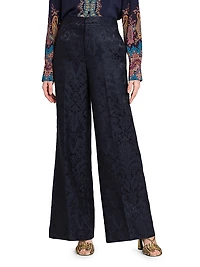 Jacquard Relaxed Wide-Leg Pants