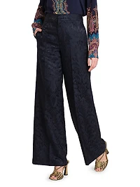 Jacquard Relaxed Wide-Leg Pants
