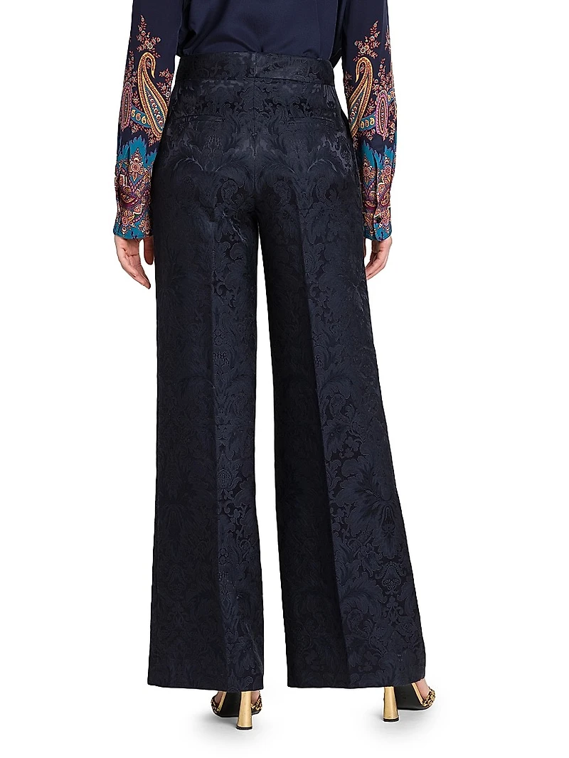 Jacquard Relaxed Wide-Leg Pants