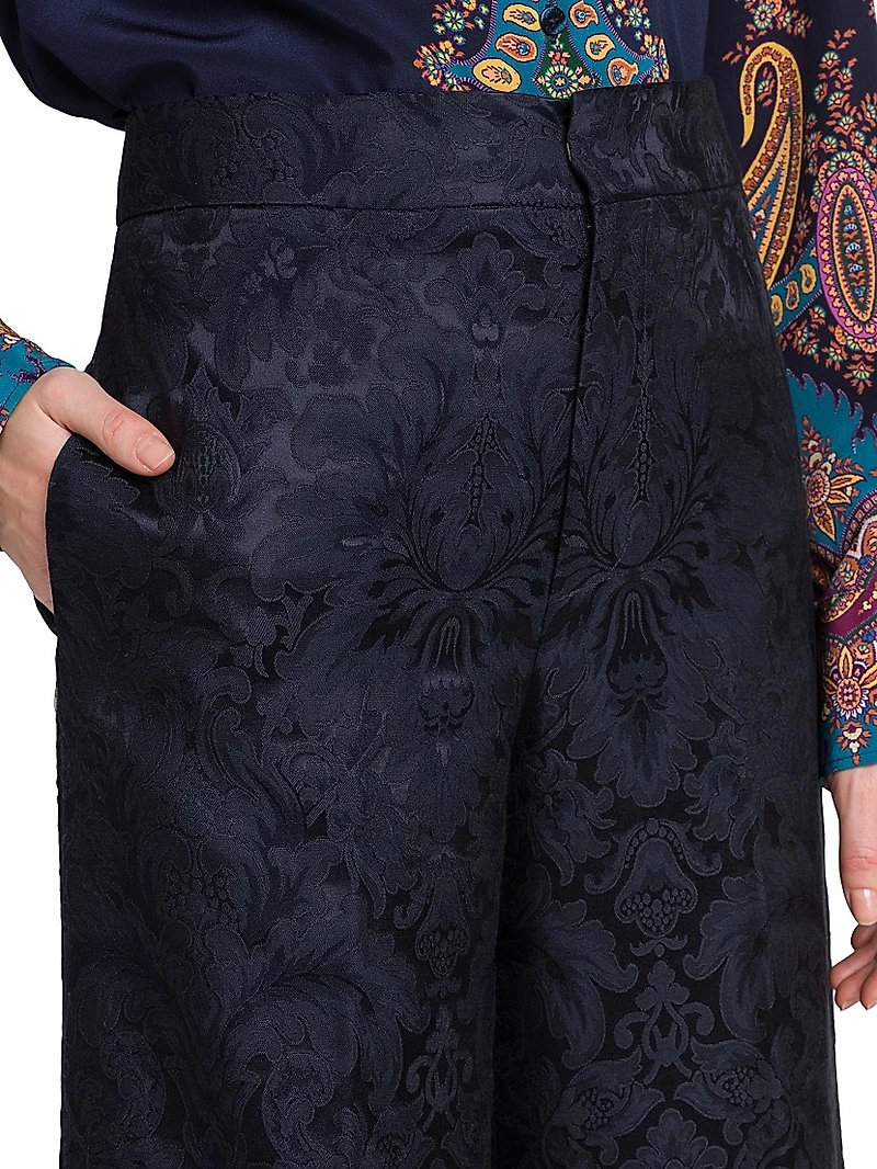 Jacquard Relaxed Wide-Leg Pants