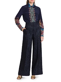 Jacquard Relaxed Wide-Leg Pants