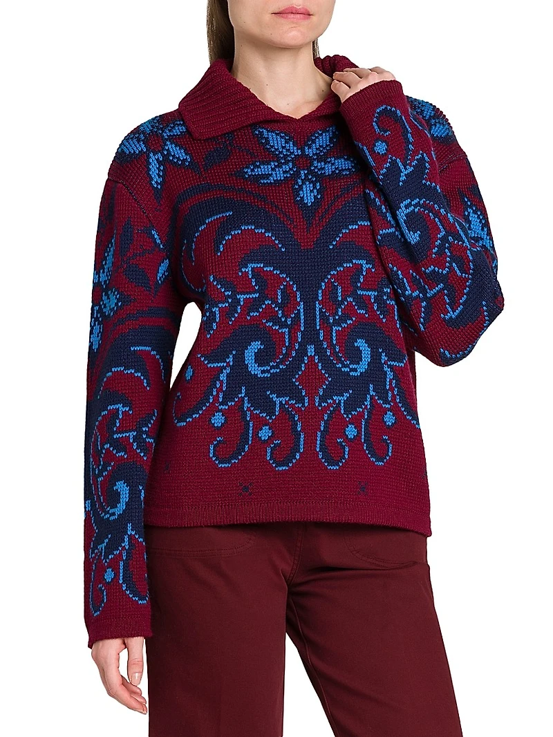 Jacqaurd Polo Collar Sweater