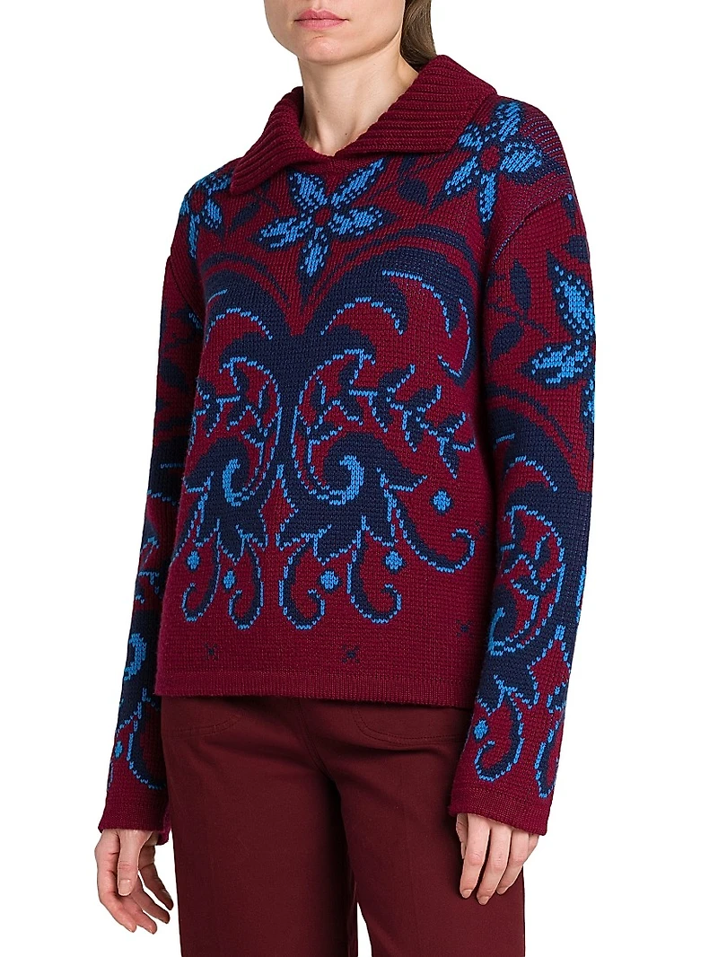 Jacqaurd Polo Collar Sweater