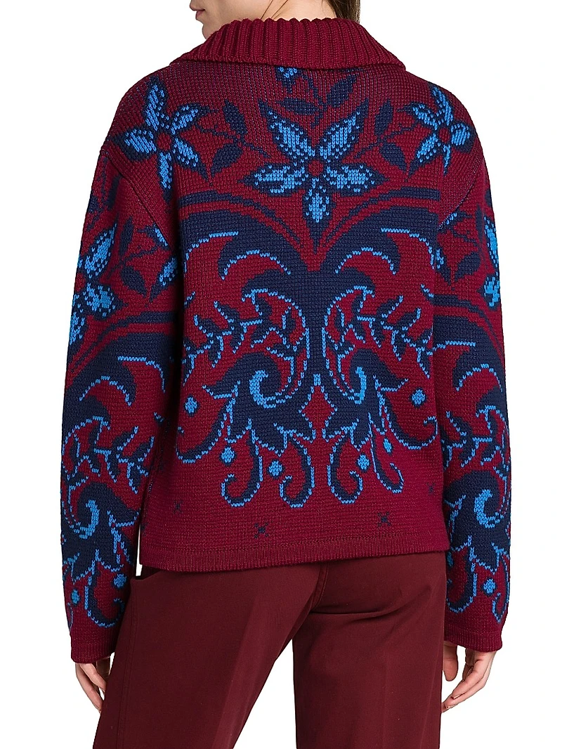 Jacqaurd Polo Collar Sweater