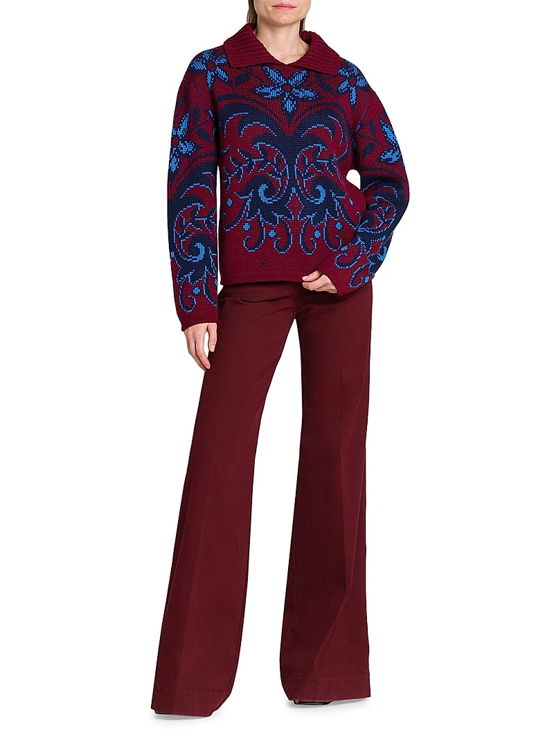 Jacqaurd Polo Collar Sweater