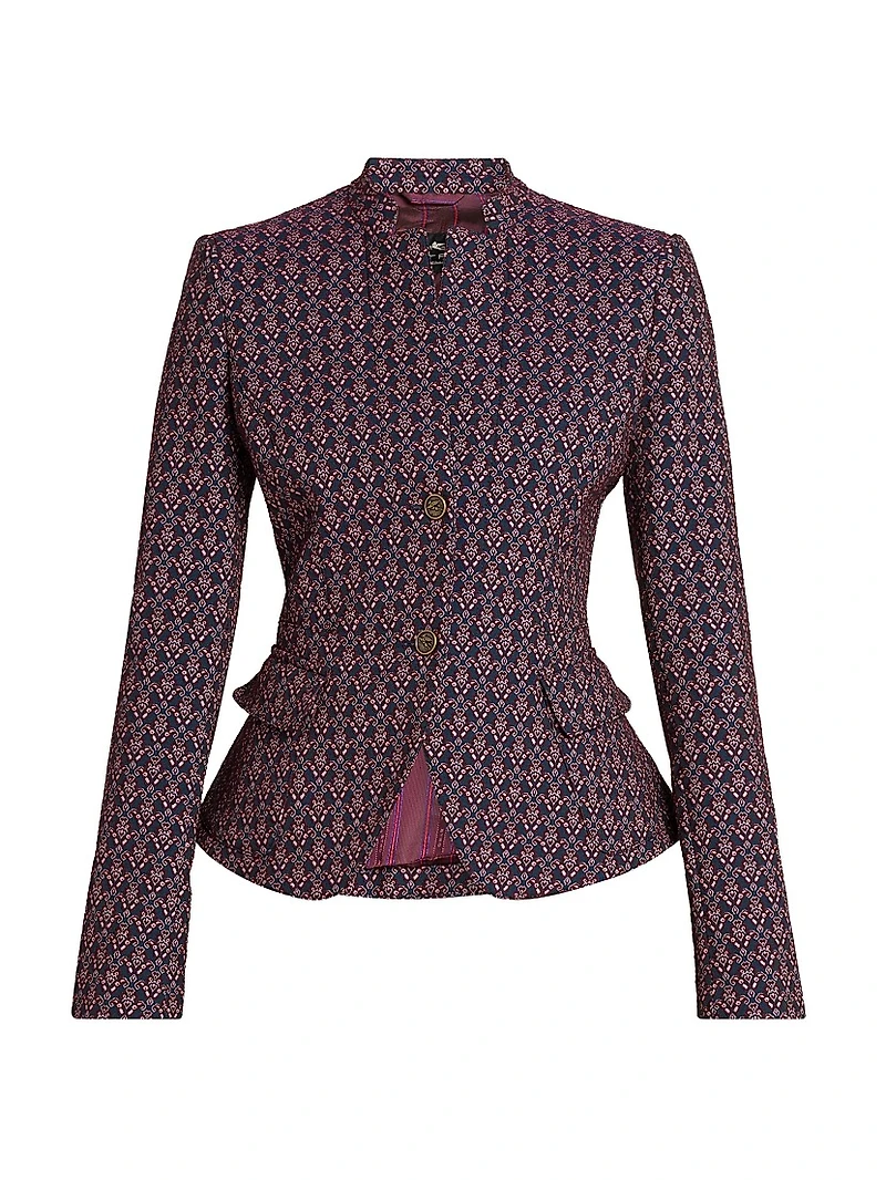 Stand Collar Jacquard Jacket