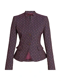 Stand Collar Jacquard Jacket