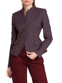 Stand Collar Jacquard Jacket