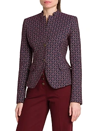 Stand Collar Jacquard Jacket