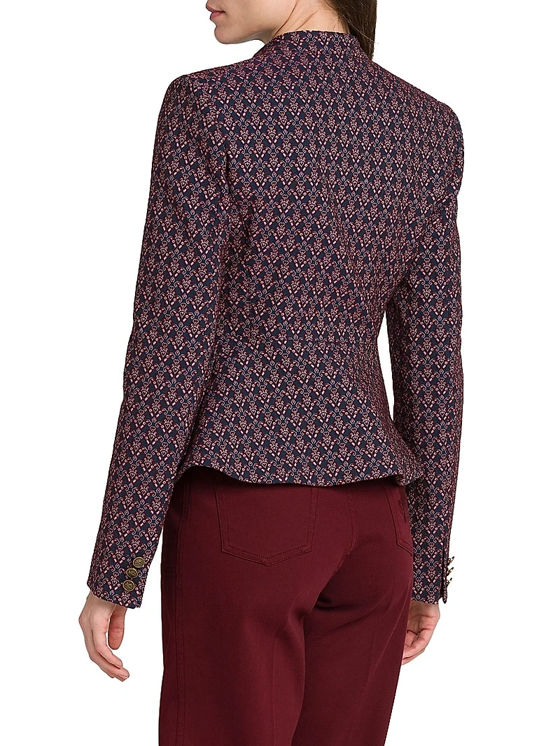 Stand Collar Jacquard Jacket