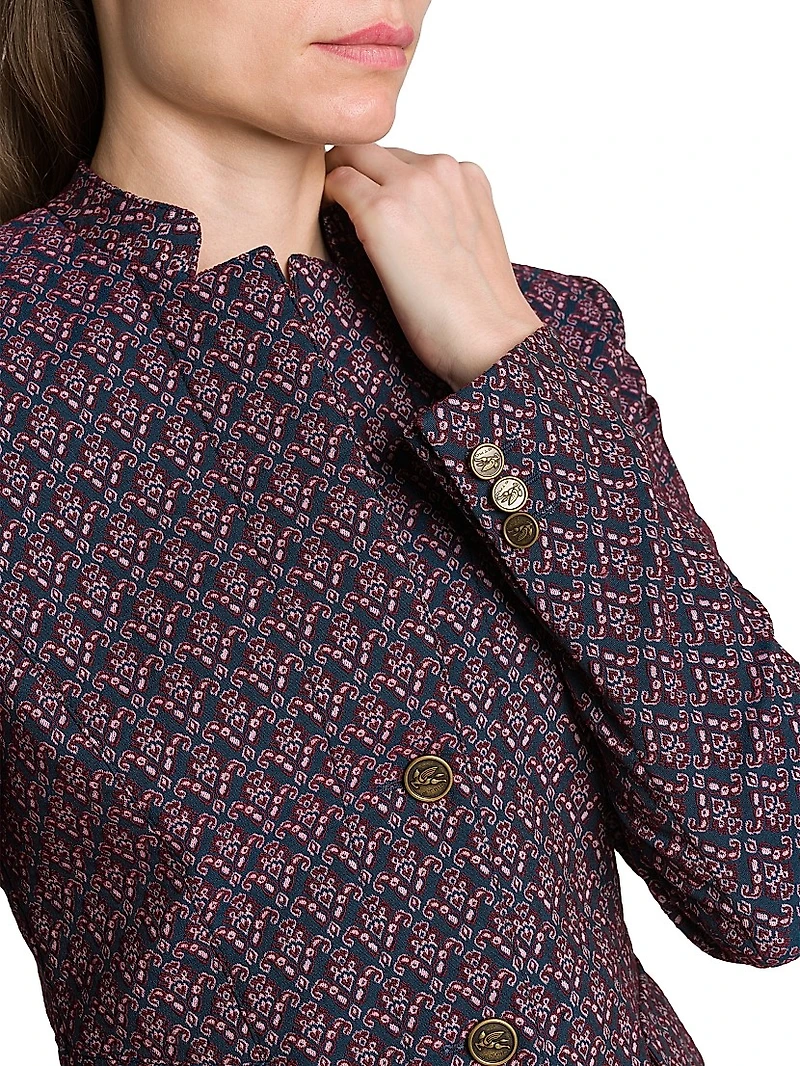 Stand Collar Jacquard Jacket