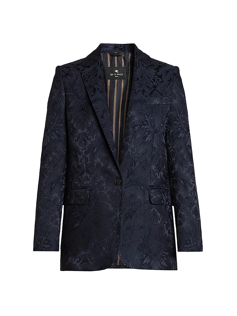 Jacquard Relaxed One-Button Blazer