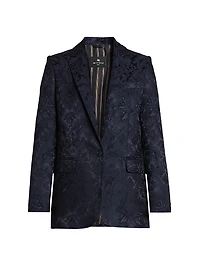 Jacquard Relaxed One-Button Blazer