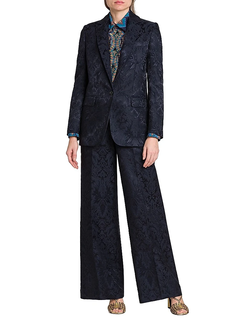 Jacquard Relaxed One-Button Blazer